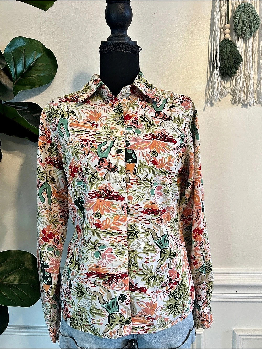 White Stag Floral Button Down Shirt